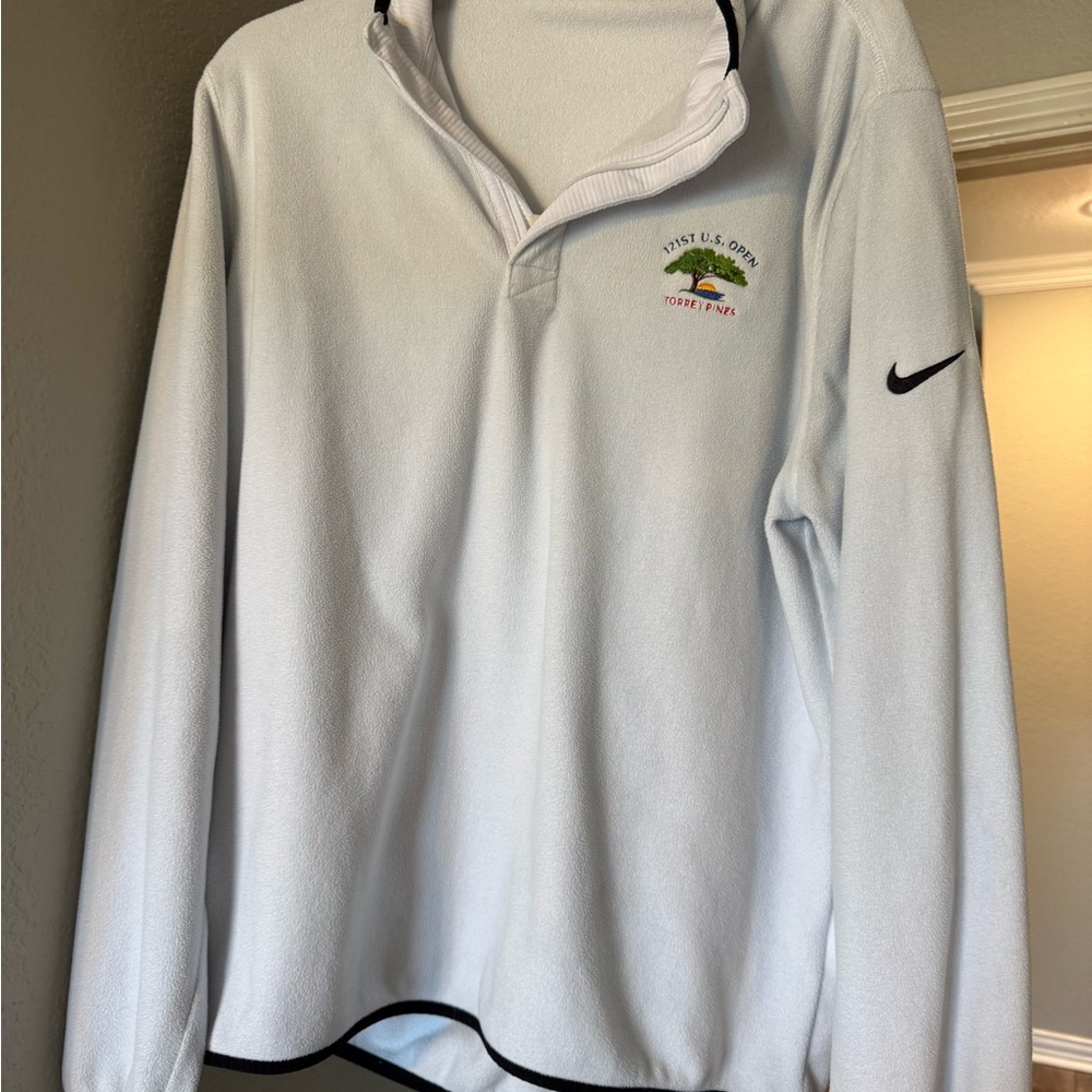 Nike White 1/4 Zip Pullover. 121st US Open Torrey Pines. LARGE
